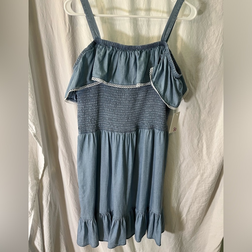 So Blue Ruffled Cold Shoulder Sundress